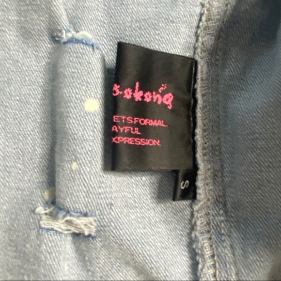 90’s Distressed grunge paint splatter denim jean jacket - Picture 10 of 11